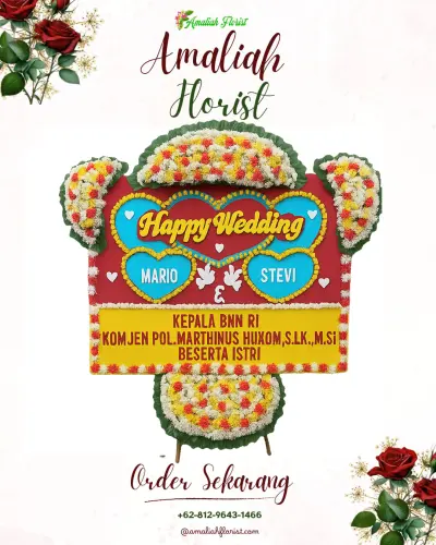 Karangan Papan Bunga Pernikahan di Sengon